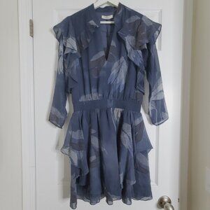 Halston Heritage Silk Blue Floral Dress